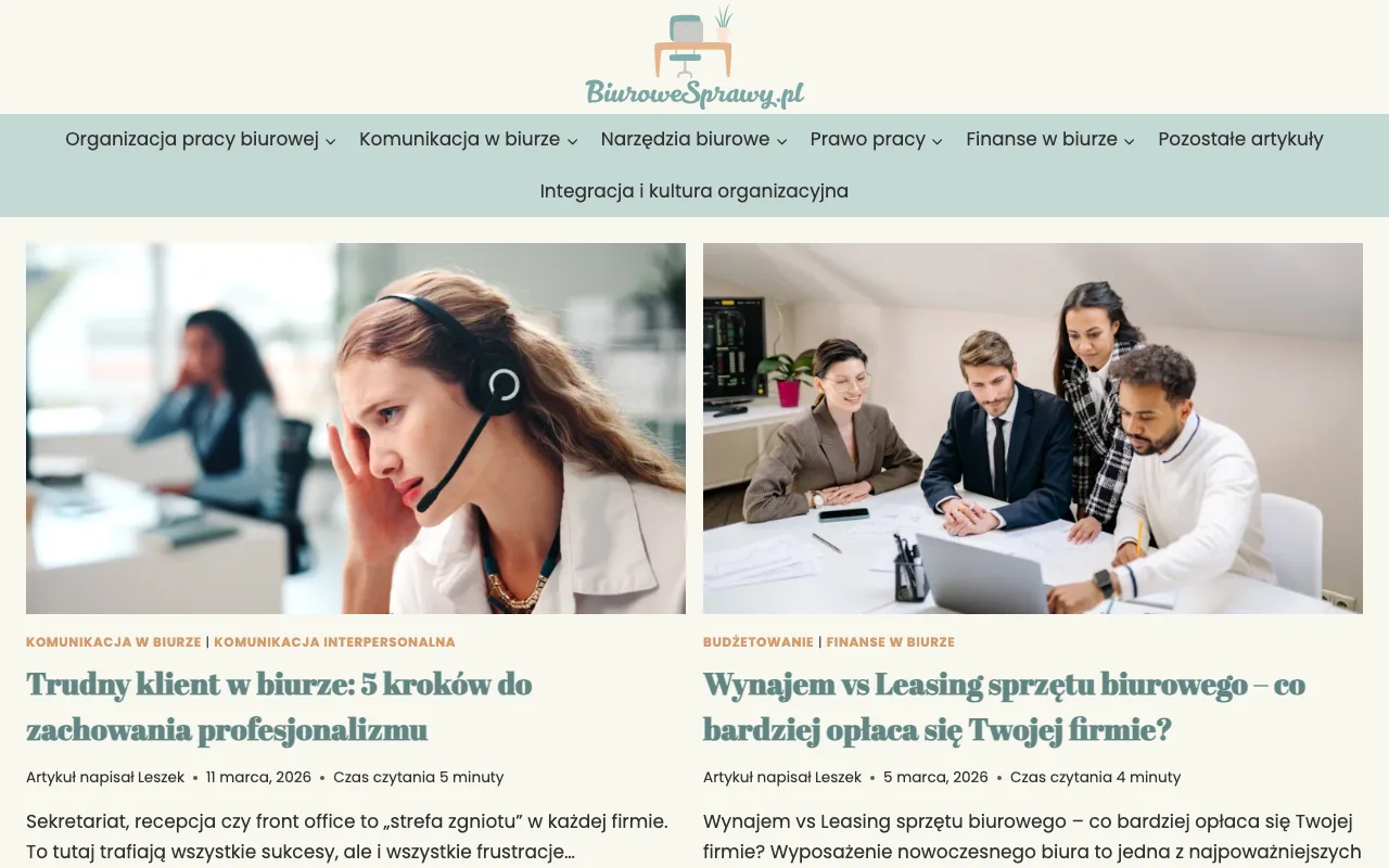Strona internetowa Biurowe Sprawy — realizacja Kaminski.link