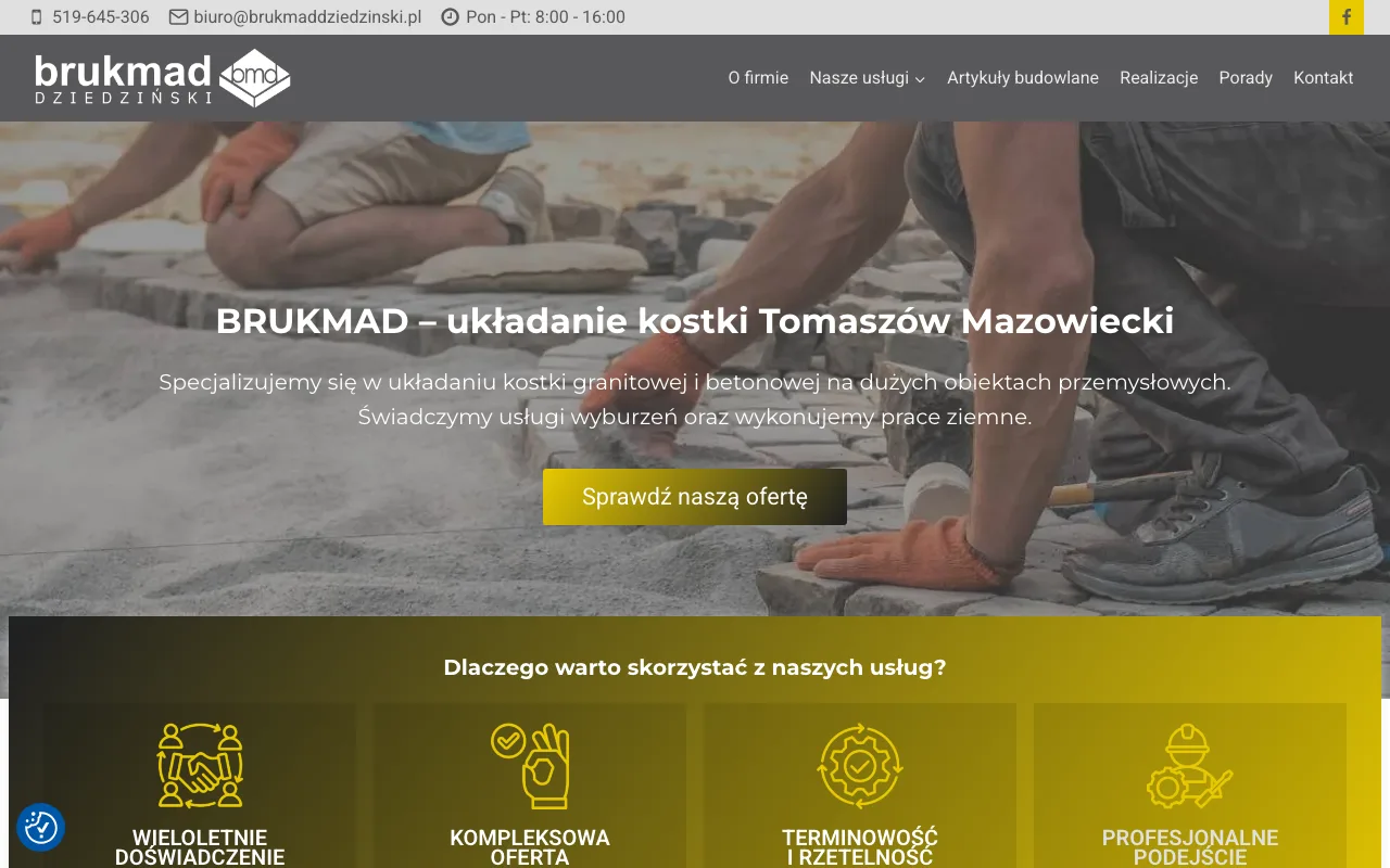 Strona internetowa Brukmad Dziedzinski — realizacja Kaminski.link