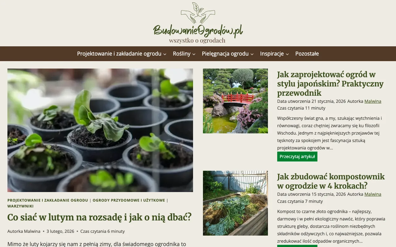 Strona internetowa Budowanie Ogrodów — realizacja Kaminski.link