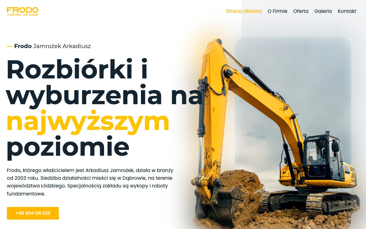 Strona internetowa Frodo Koparki — realizacja Kaminski.link