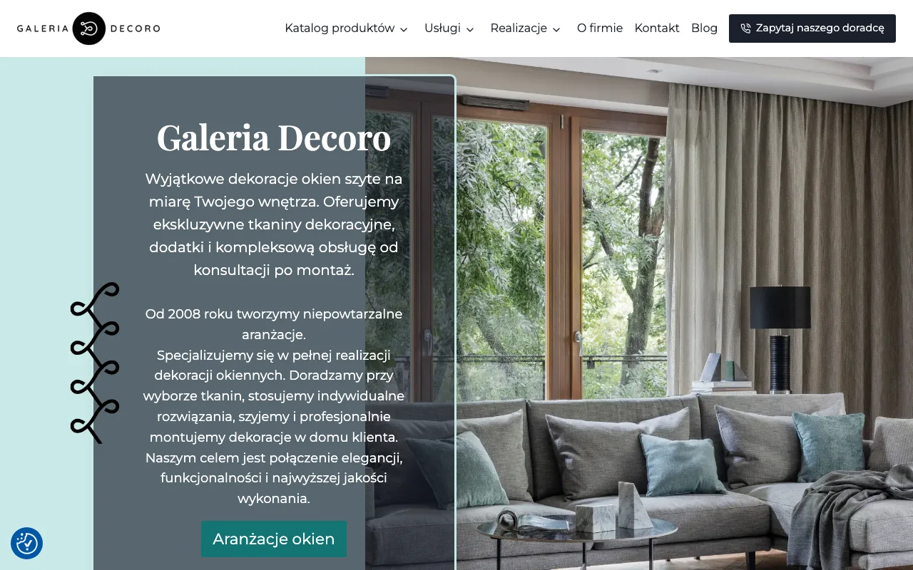 Strona internetowa Galeria Decoro — realizacja Kaminski.link