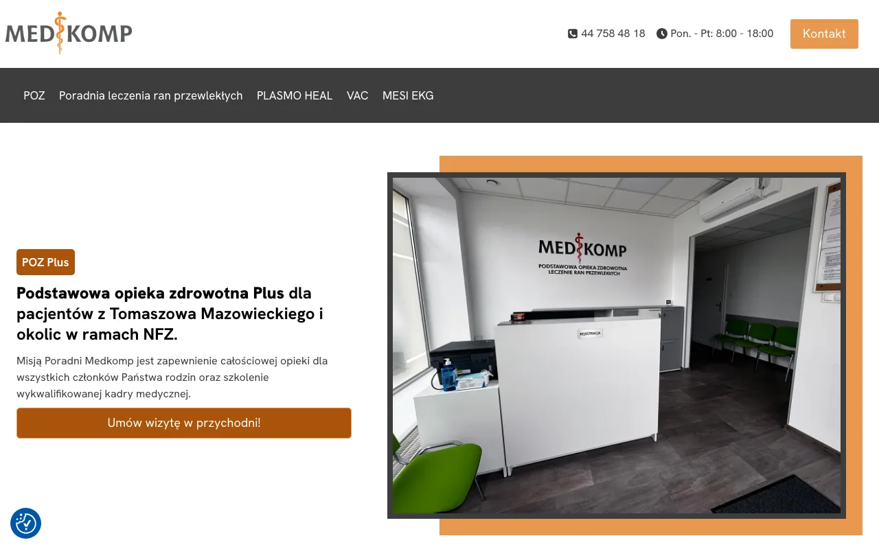 Strona internetowa Med-Komp — realizacja Kaminski.link