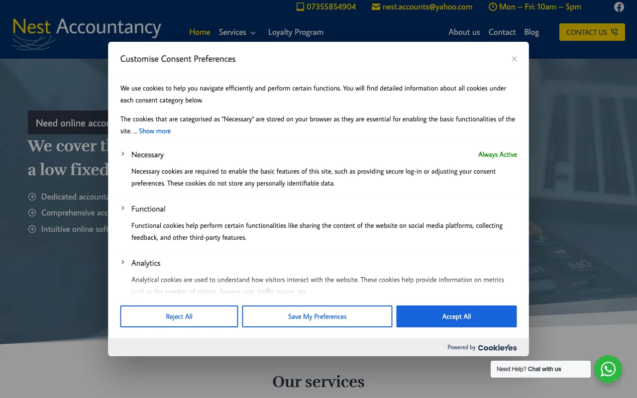 Strona internetowa Nest Accountancy — realizacja Kaminski.link