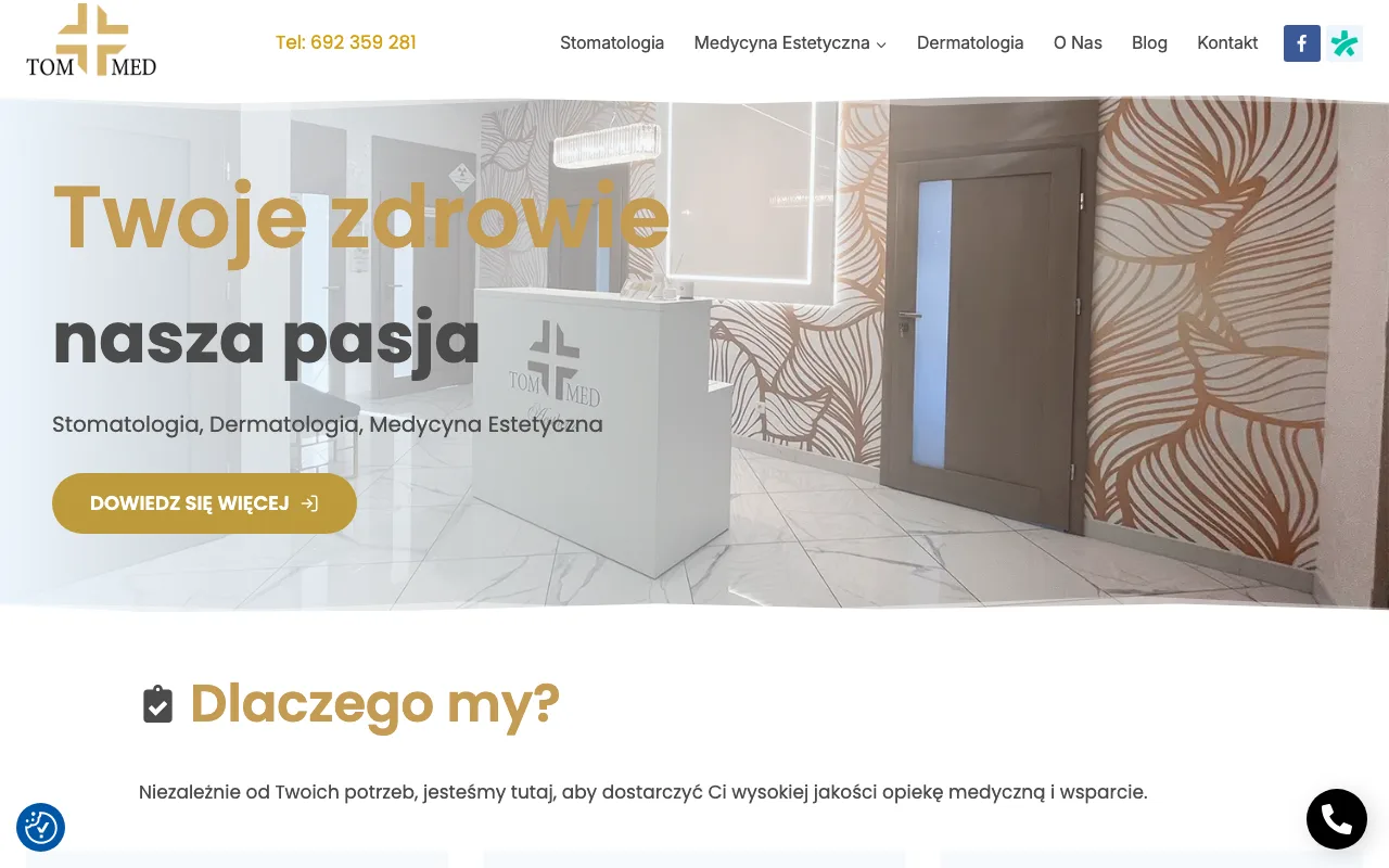 Strona internetowa Tom-Med Aesthetic — realizacja Kaminski.link
